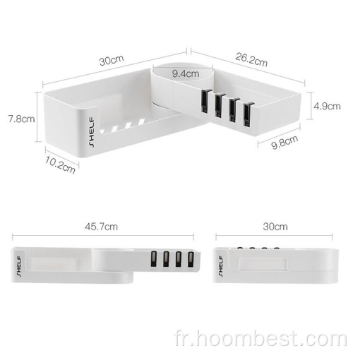 Caddy de douche rotatif pour étagère de salle de bain